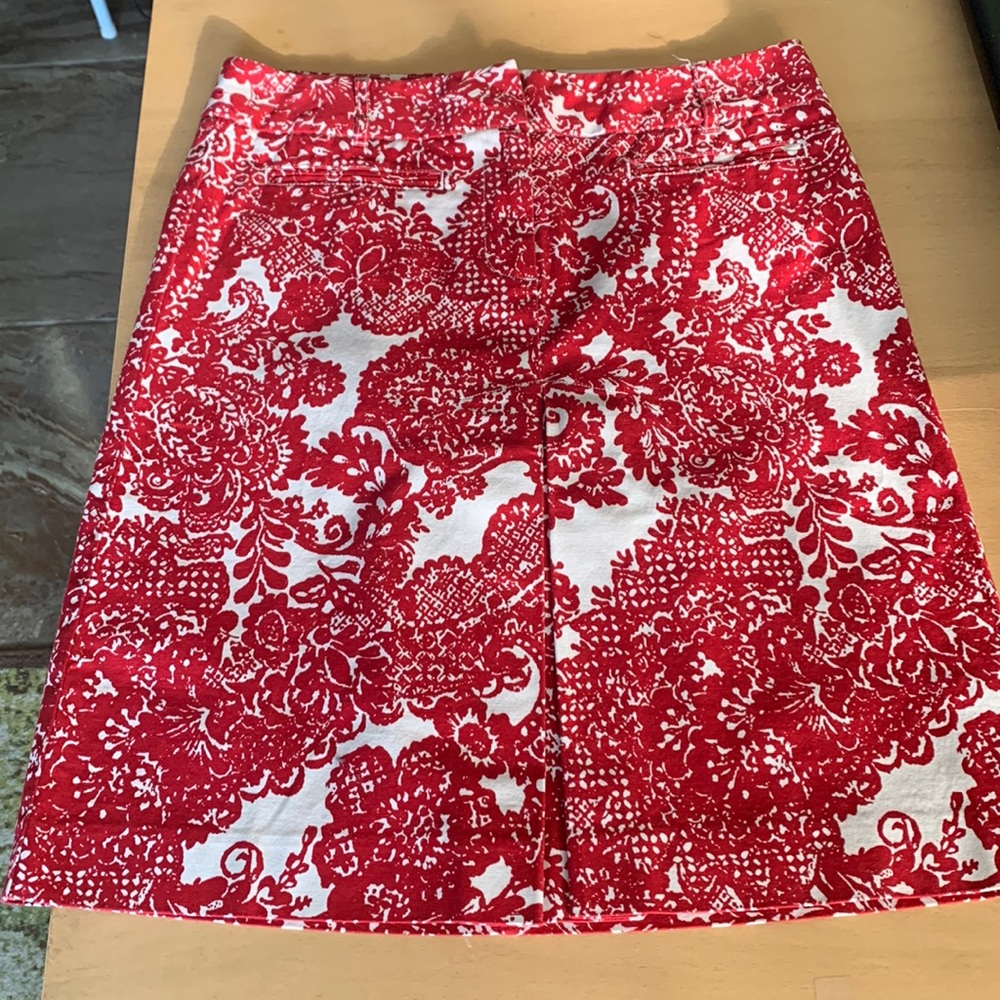 Talbots stretch red/white print skirt - thick material